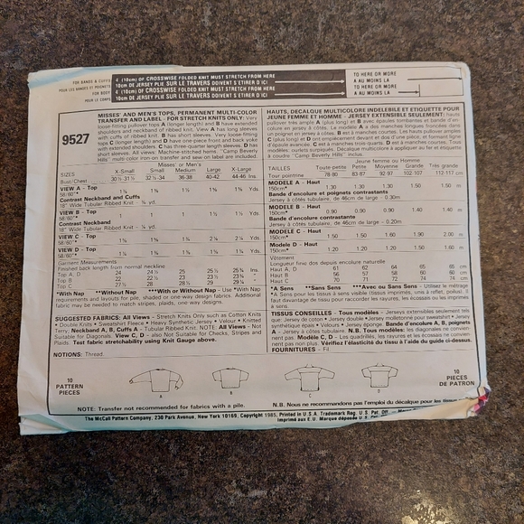 McCall's Vintage Sewing Pattern 9527 Camp Beverly Hills Uncut Athletic Wear - Picture 2 of 3